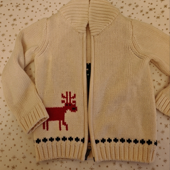2/40 Hanna Andersson holiday Dear Deer Sweater Jacket In Cotton & Merino - Picture 9 of 16